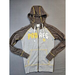 Nike San Diego Padres Zip Up Hoodie Athletic Gray Yellow Logo Sz XS